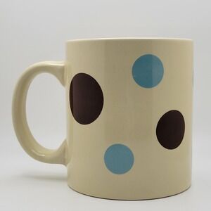 2009 California Pantry Jumbo Ceramic Coffee Mug Brown Blue Polka Dot 20 oz Retro